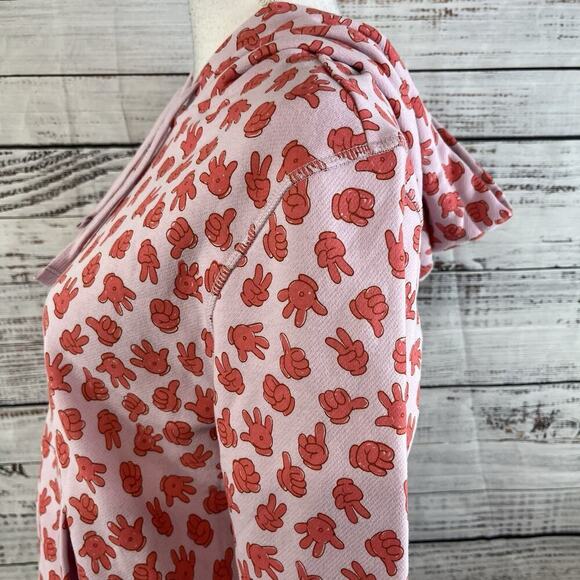 Disney Full Zip Hoodie Jacket sz Medium Purple Red Mickey Mouse Hands Fleece #2 - Picture 8 of 11